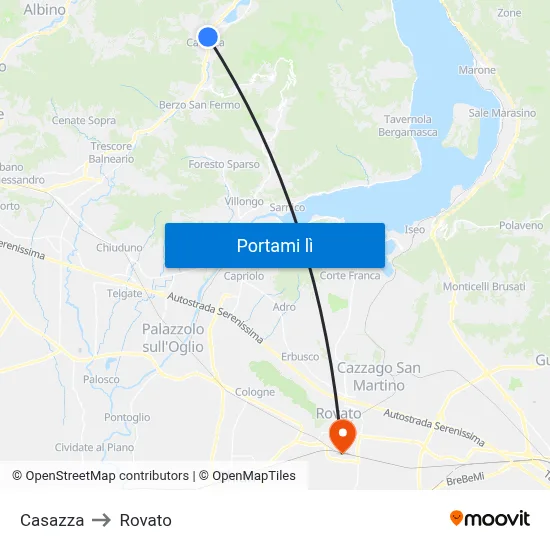 Casazza to Rovato map