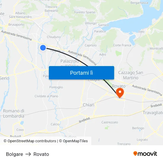 Bolgare to Rovato map