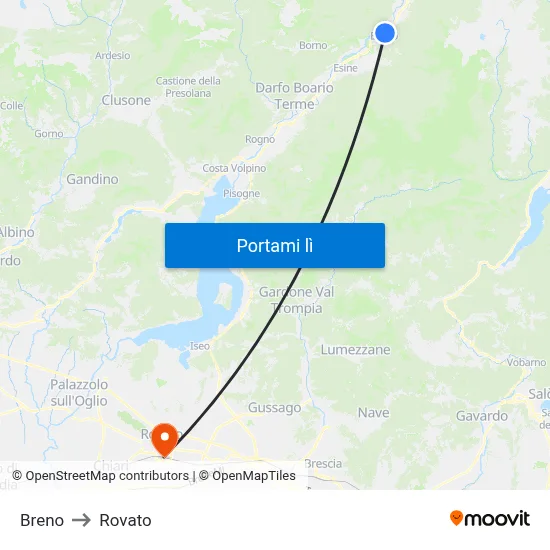 Breno to Rovato map
