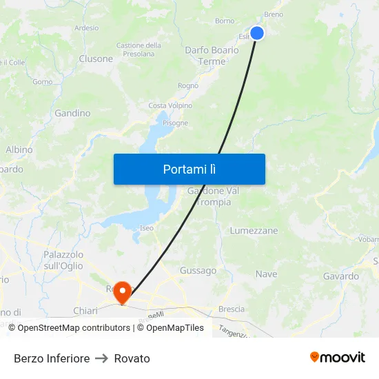 Berzo Inferiore to Rovato map