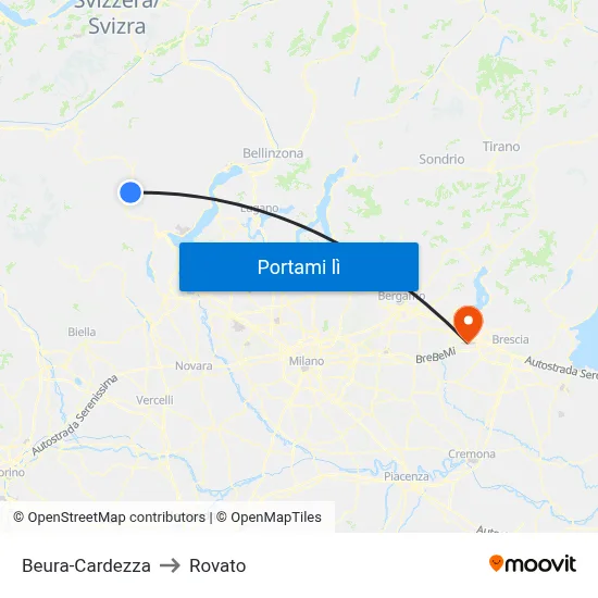 Beura-Cardezza to Rovato map