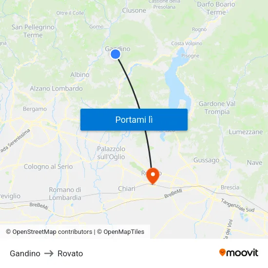 Gandino to Rovato map