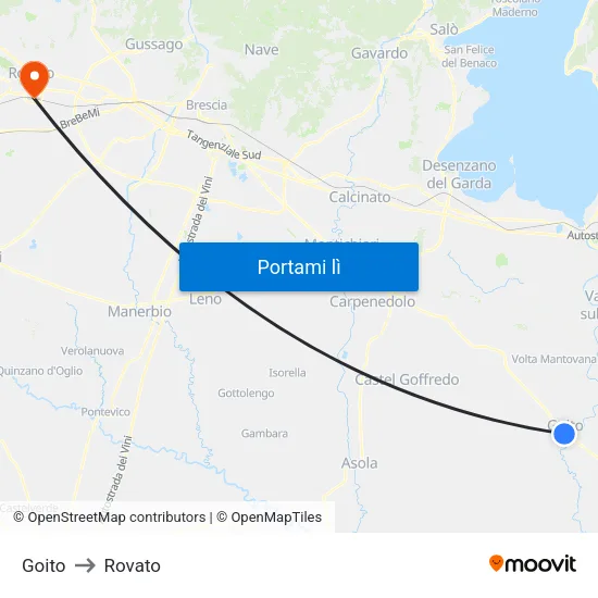 Goito to Rovato map