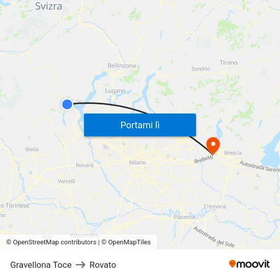 Gravellona Toce to Rovato map