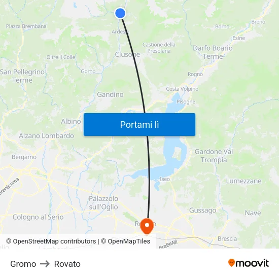 Gromo to Rovato map