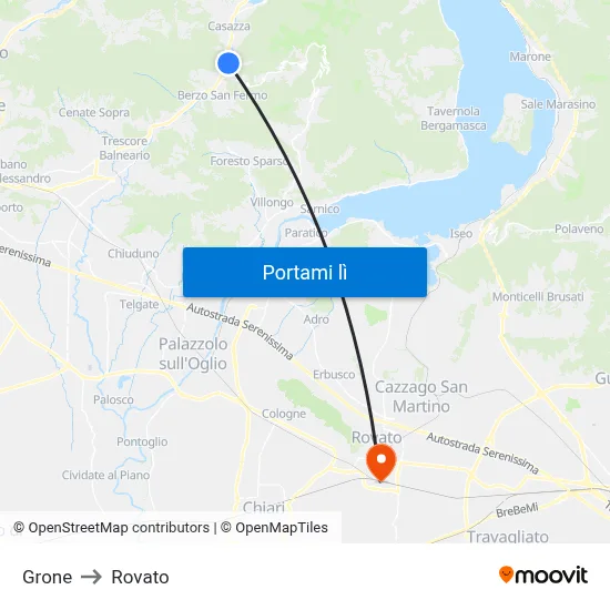 Grone to Rovato map