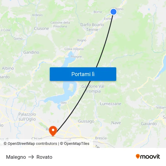Malegno to Rovato map