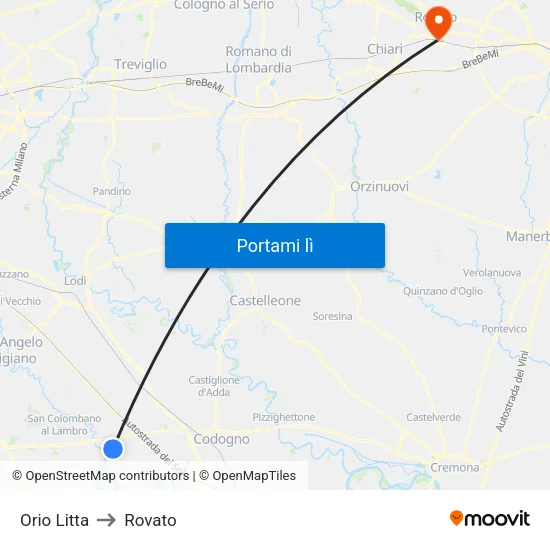 Orio Litta to Rovato map