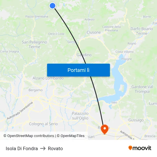 Isola Di Fondra to Rovato map