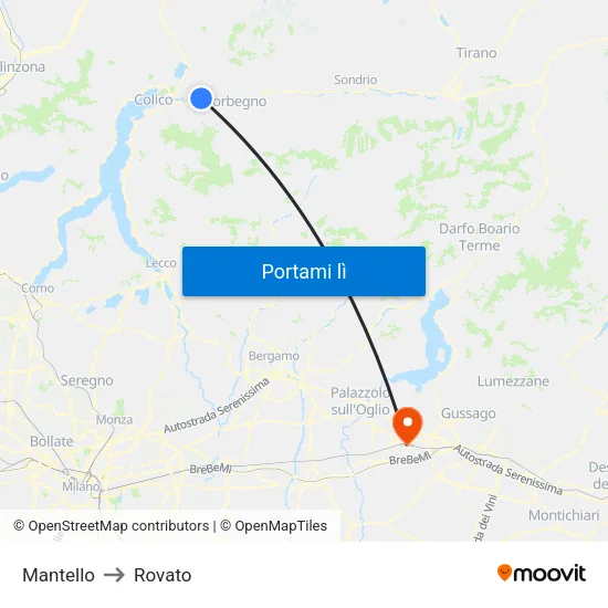 Mantello to Rovato map