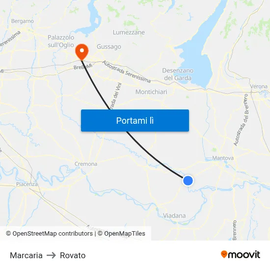 Marcaria to Rovato map