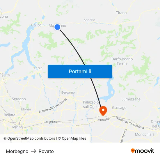 Morbegno to Rovato map