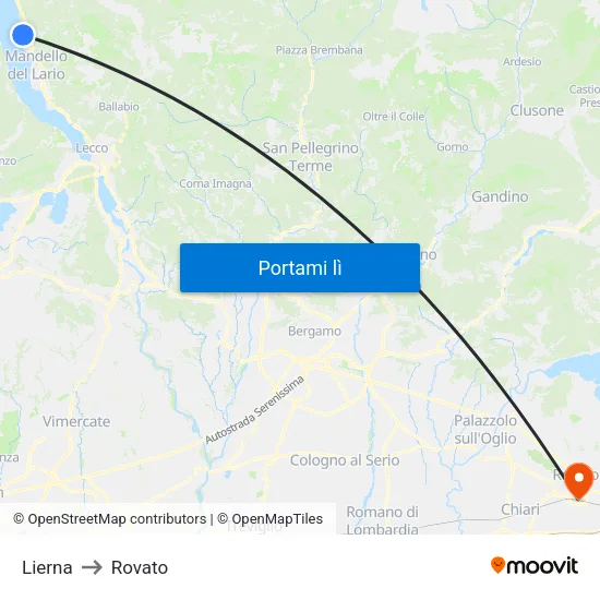 Lierna to Rovato map