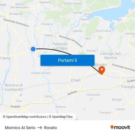 Mornico Al Serio to Rovato map