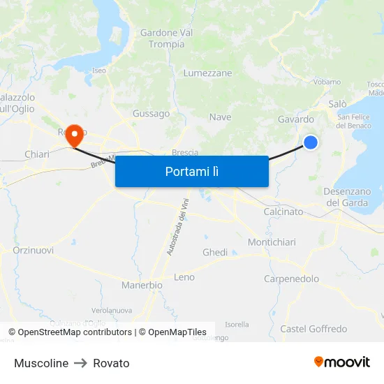 Muscoline to Rovato map