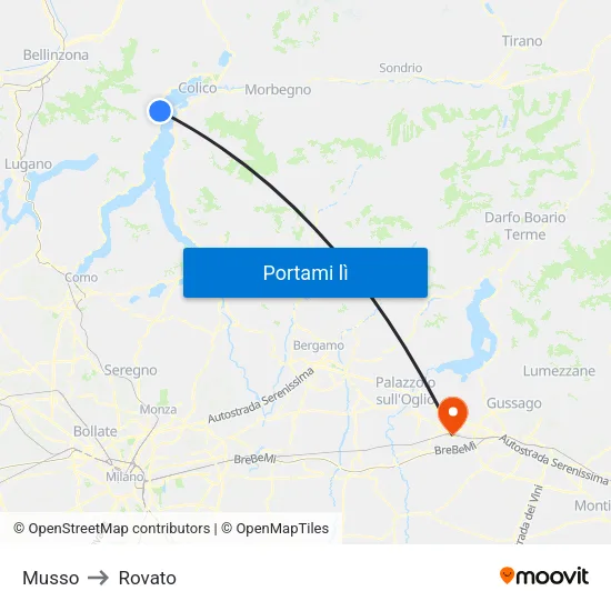 Musso to Rovato map