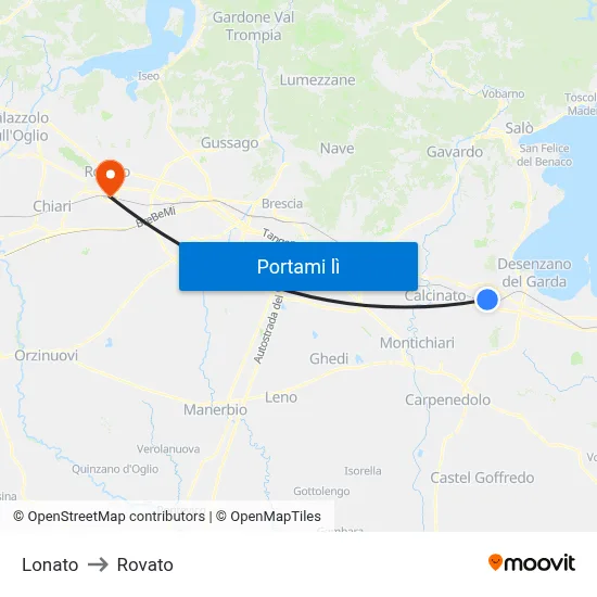 Lonato to Rovato map