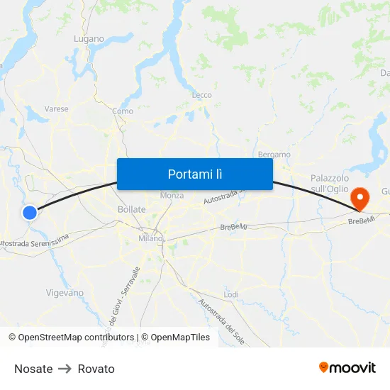 Nosate to Rovato map