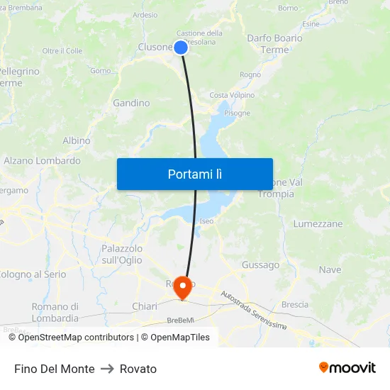 Fino Del Monte to Rovato map