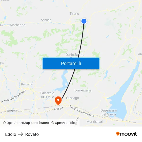 Edolo to Rovato map