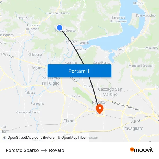 Foresto Sparso to Rovato map