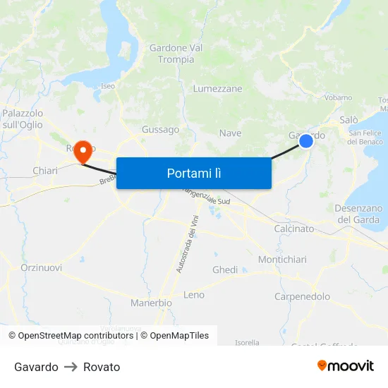 Gavardo to Rovato map