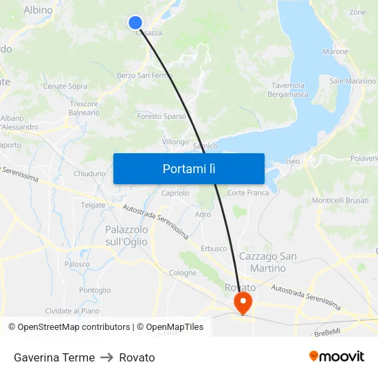 Gaverina Terme to Rovato map