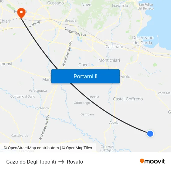 Gazoldo Degli Ippoliti to Rovato map