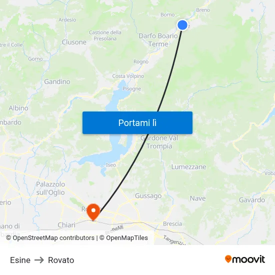 Esine to Rovato map