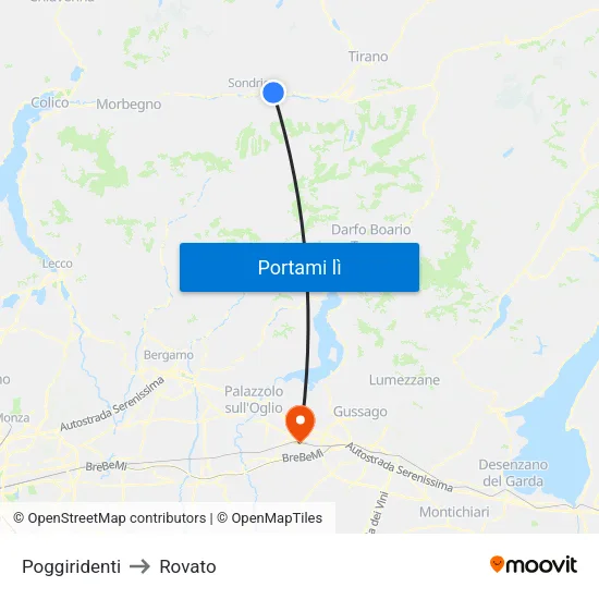 Poggiridenti to Rovato map