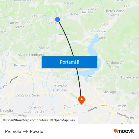 Premolo to Rovato map