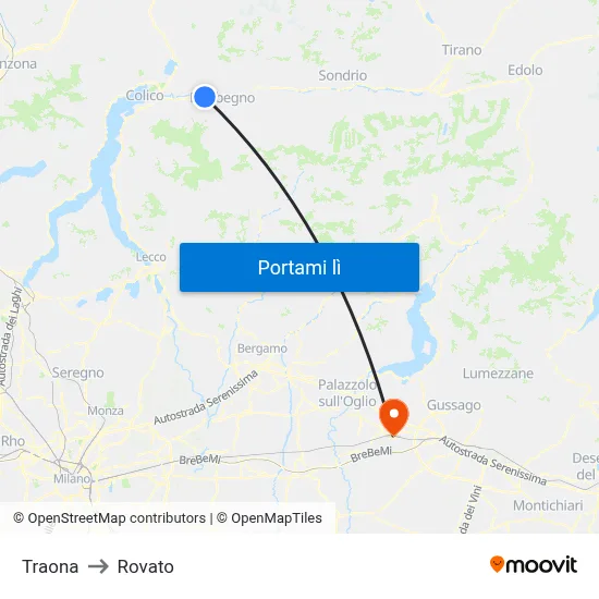 Traona to Rovato map