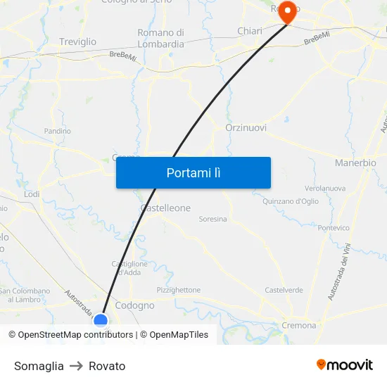 Somaglia to Rovato map
