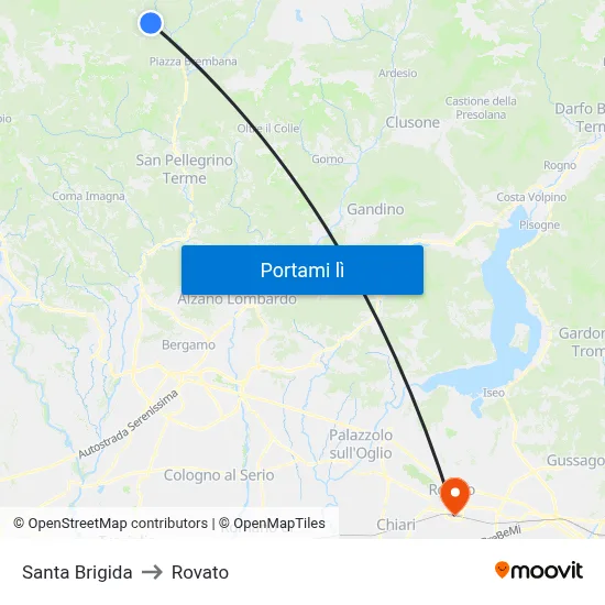 Santa Brigida to Rovato map
