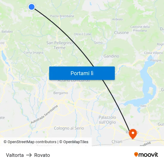 Valtorta to Rovato map