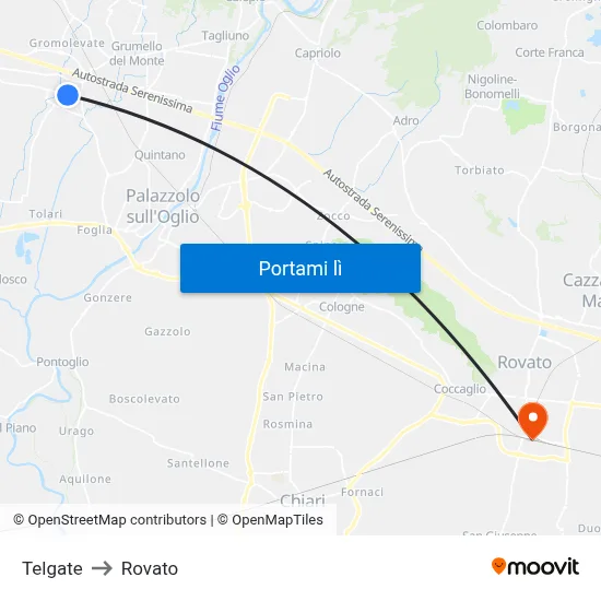 Telgate to Rovato map