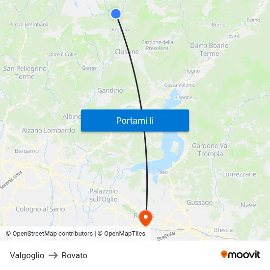 Valgoglio to Rovato map