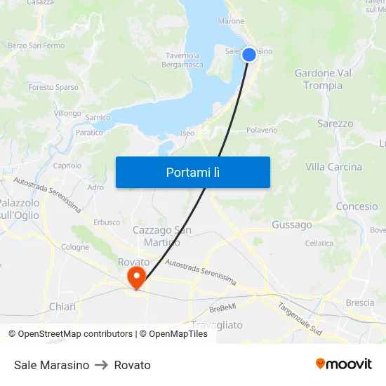 Sale Marasino to Rovato map