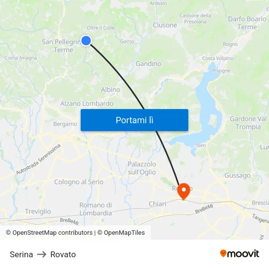 Serina to Rovato map