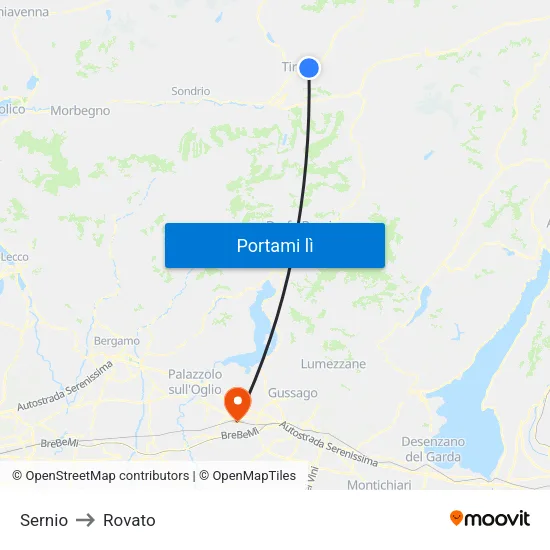 Sernio to Rovato map