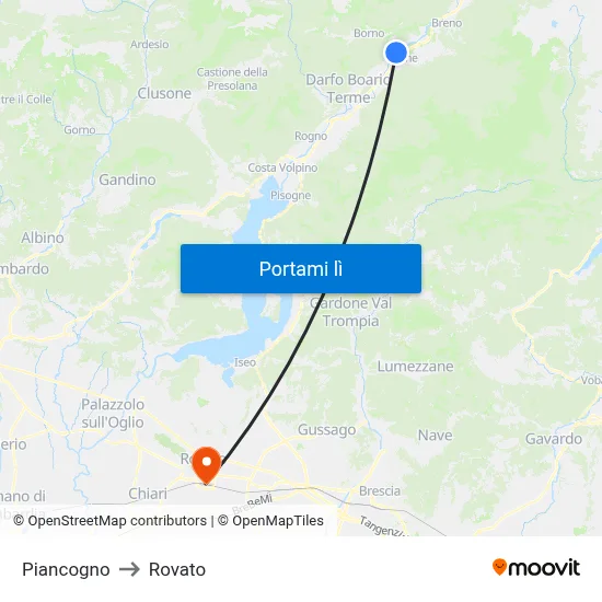 Piancogno to Rovato map
