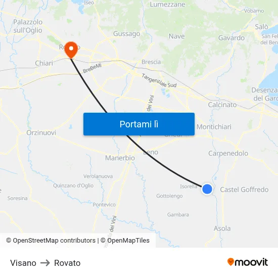 Visano to Rovato map