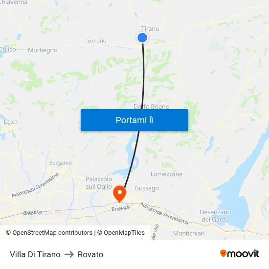 Villa Di Tirano to Rovato map