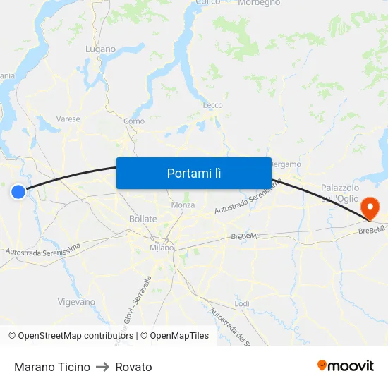 Marano Ticino to Rovato map