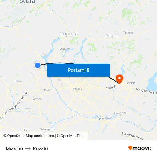 Miasino to Rovato map