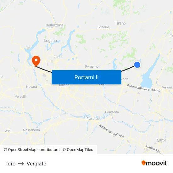 Idro to Vergiate map