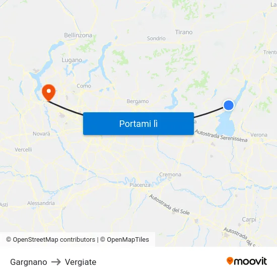 Gargnano to Vergiate map
