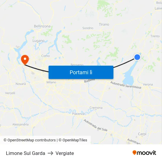 Limone Sul Garda to Vergiate map