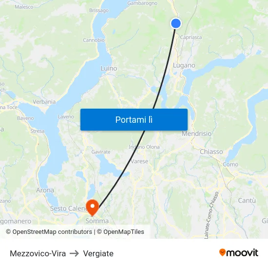 Mezzovico-Vira to Vergiate map