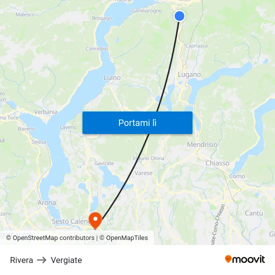 Rivera to Vergiate map